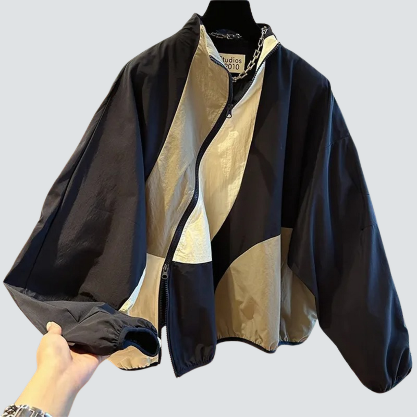 Berg-Feldt | Frauen Patchwork Jacke mit Schräger Vorderseite