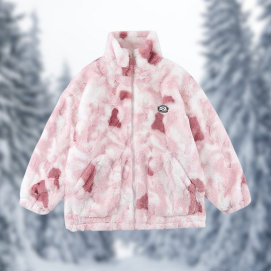 Berg-Feldt | Kunstfell Fleecejacke Batik Stehkragen