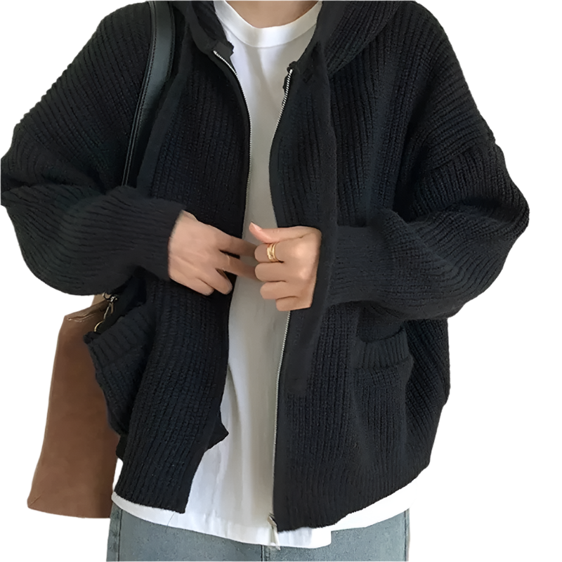 Berg-Feldt | Oversized Strick Damenpullover mit Reißverschluss