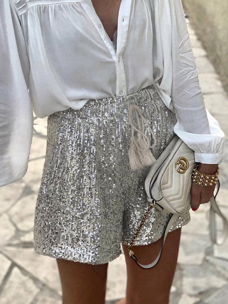 Sommer Shorts mit gummierten Pailletten und Glitzer von Berg-Feldt