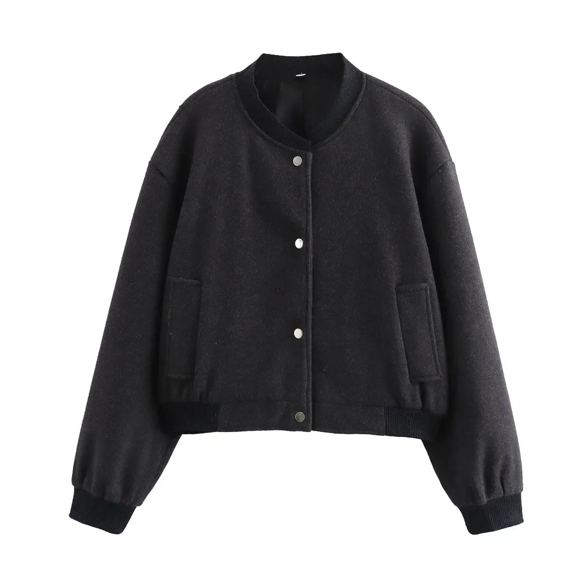 Veste bomber pour femme, boutonnée, courte, à manches longues de Lurestis