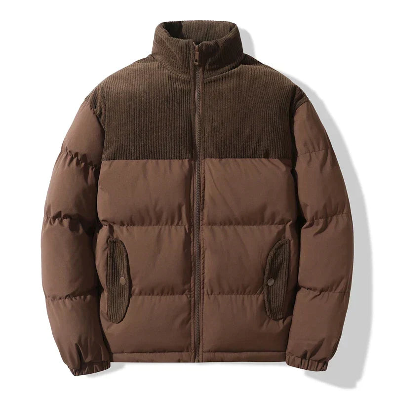 Berg-Feldt | Unisex gesteppte Jacke mit Details aus kordeligem Samt Aiden