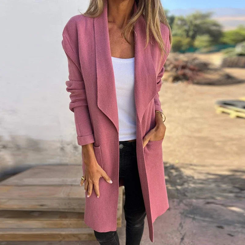 Berg-Feldt | Einfarbiger Mid Length Cardigan Mantel