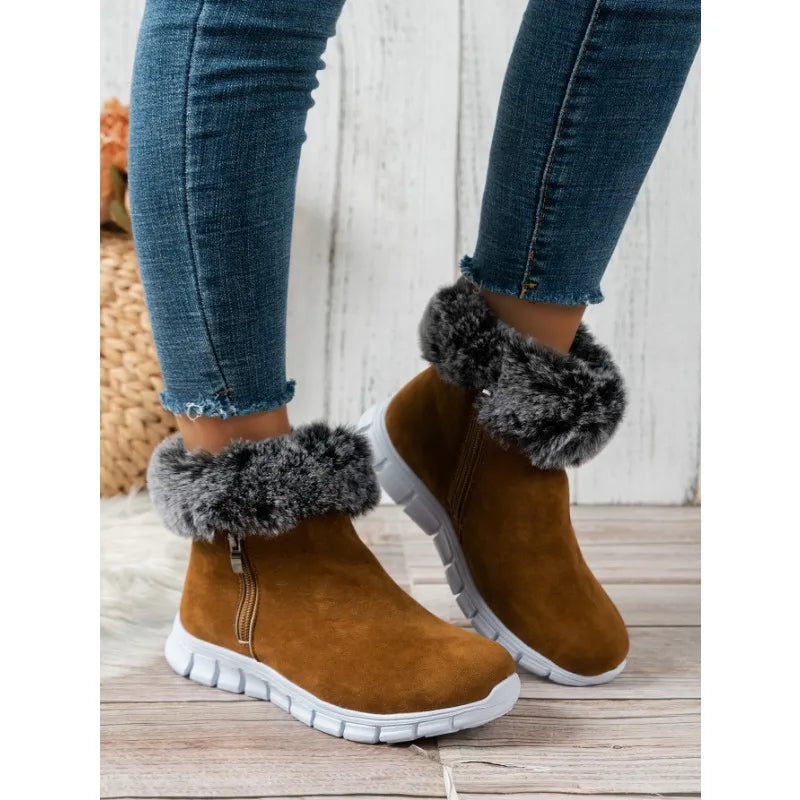 Berg-Feldt | Runde Zehe Schlichte Plüsch Winterschuhe