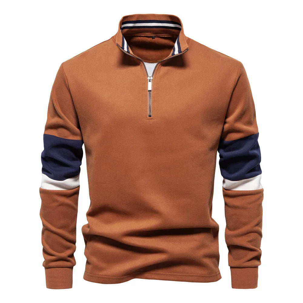 Berg-Feldt | Langarmiger Pullover mit Reißverschluss Baumwollmischung Trendy und Komfortabel