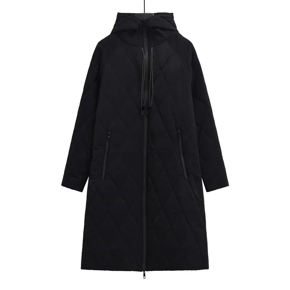 Berg-Feldt | Lange Steppjacke mit Verstellbarer Kapuze für Frauen Ideal für Den Winter