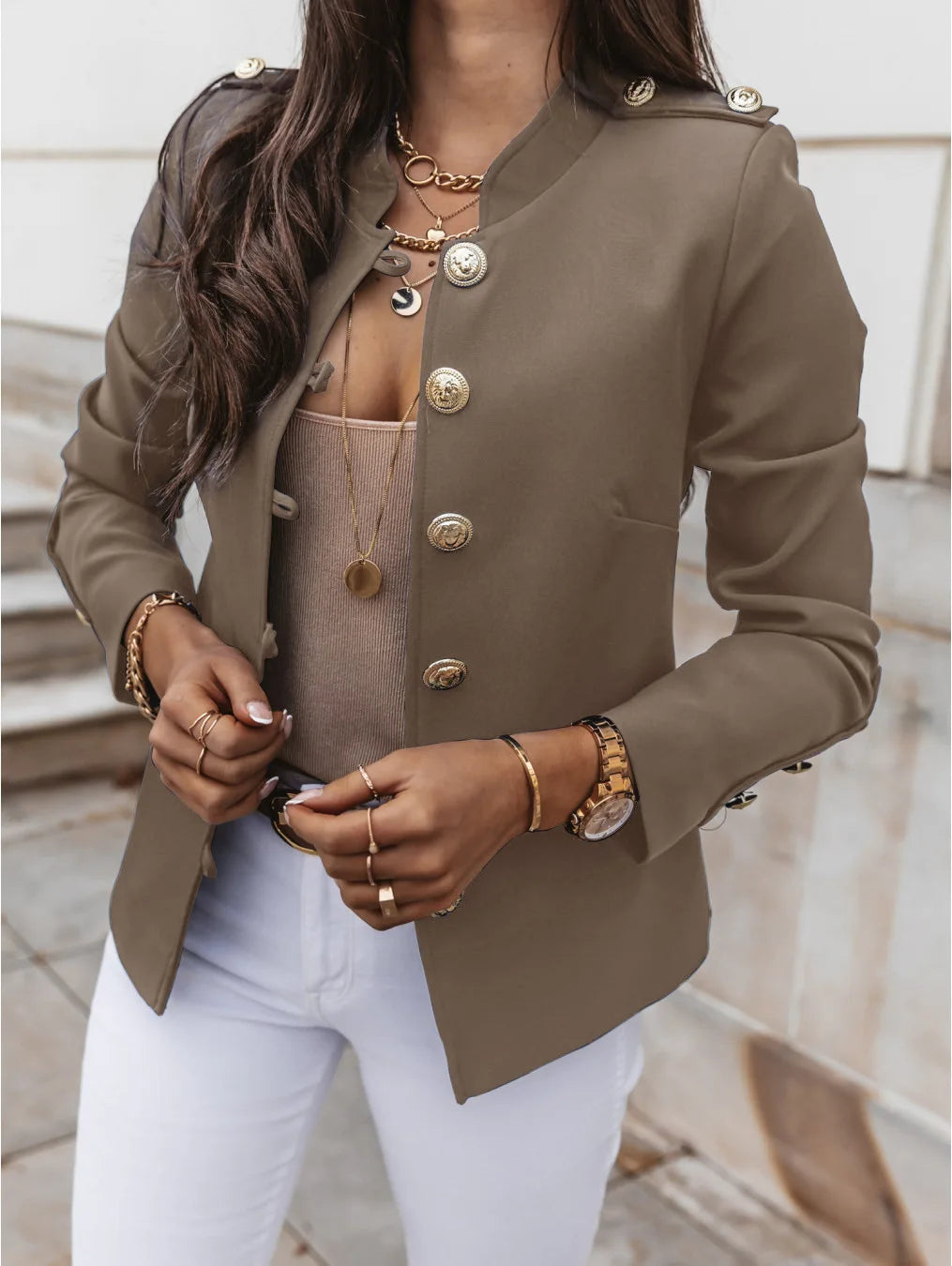 Avelena: Blazer Boutonné de Luxe