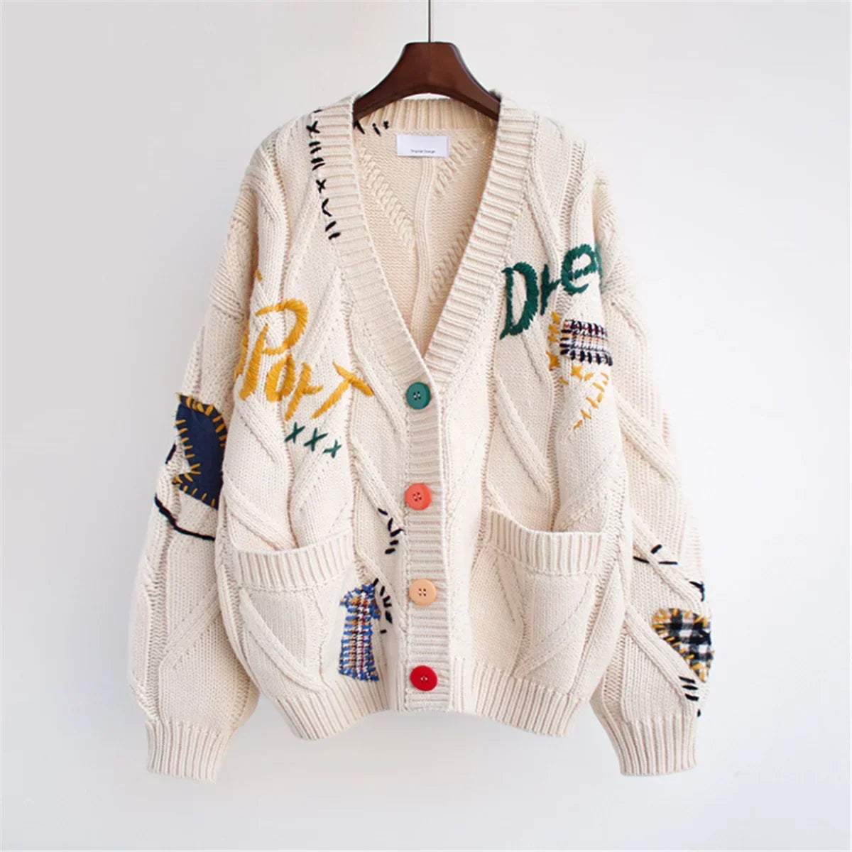 Berg-Feldt | Patchwork Bestickte Strickjacke