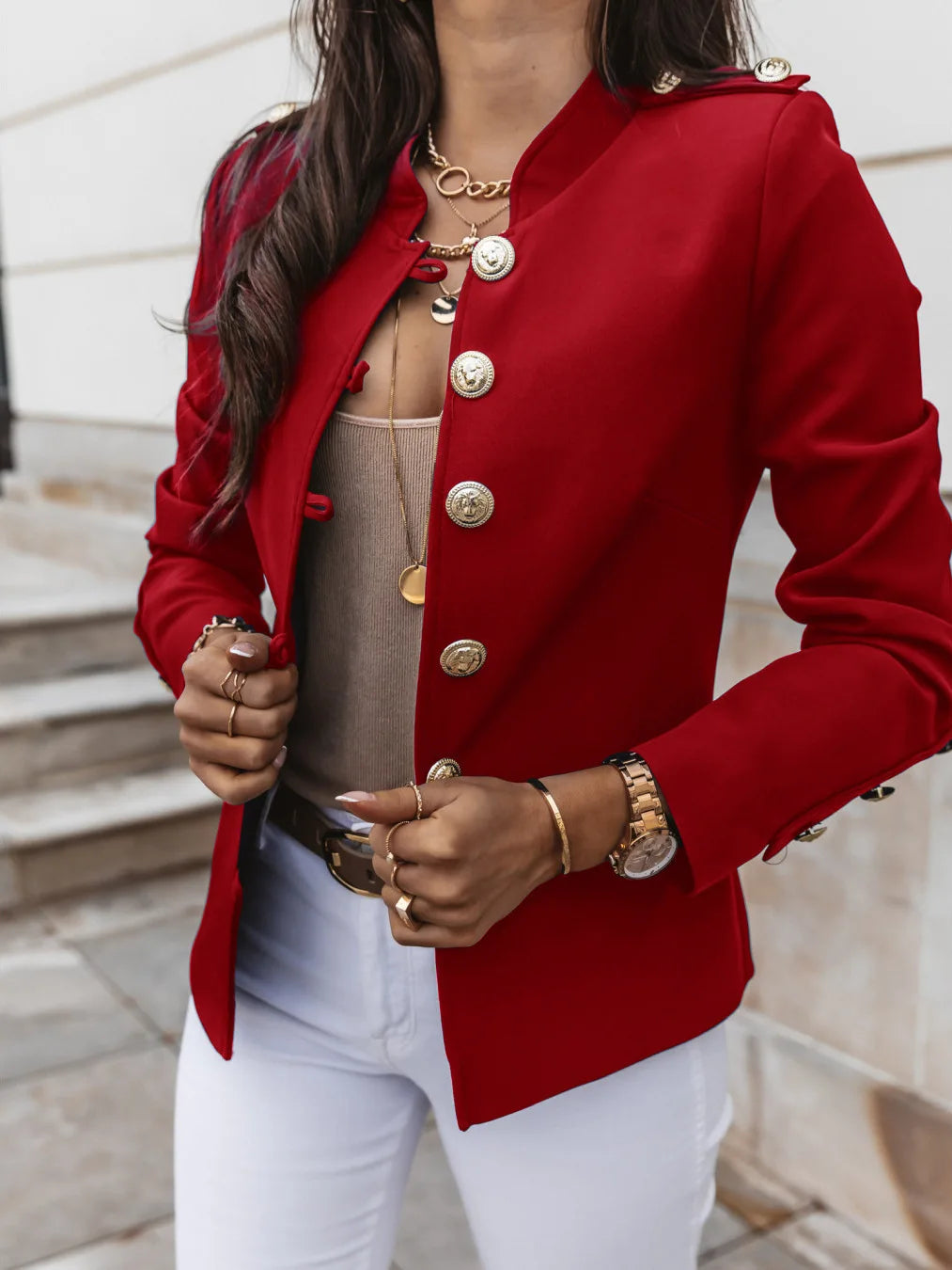 Avelena: Blazer Boutonné de Luxe
