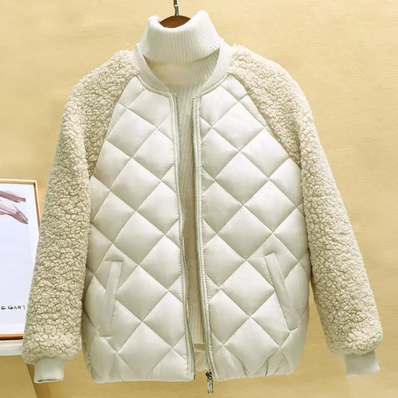 Berg-Feldt | Kurze Lässige Leichte Kunstlammwoll Winterjacke