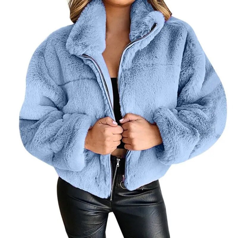 Berg-Feldt | Faux-Fur-Jacke - Übergroßer Schnitt - Hoher Kragen - Volle Reißverschluss - Weich & Gemütlich