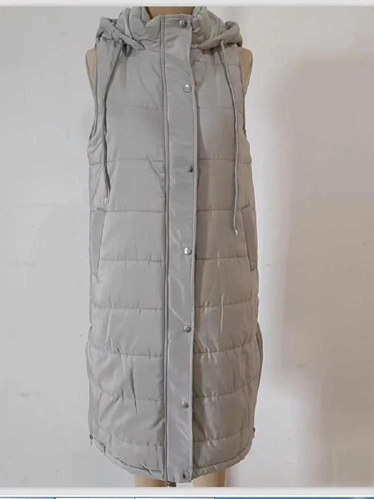 Berg-Feldt | Lange Pufferweste mit Kapuze Polyester Warm, Trendy