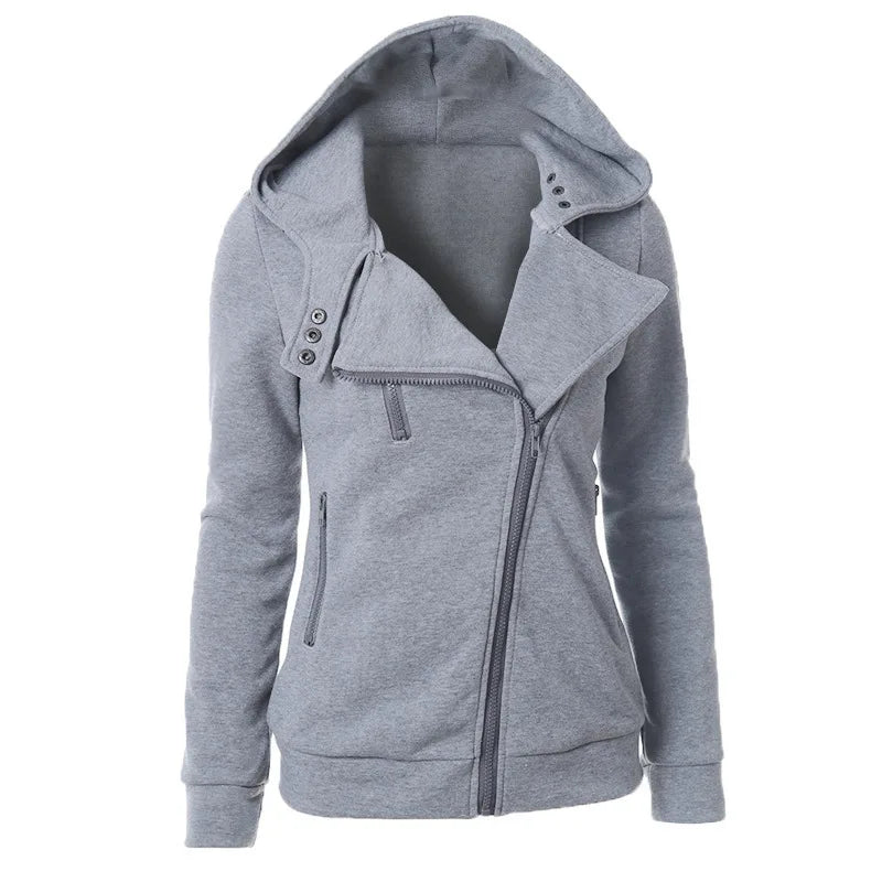 Damen Fleecepullover mit asymmetrischem Reißverschluss von Fudus