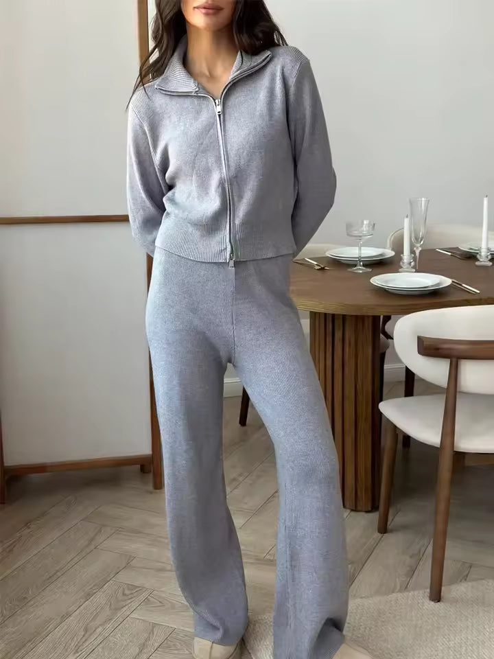 Berg-Feldt | Ensemble de Salon 2 Pièces pour Femme avec Veste Zippée et Pantalon Large