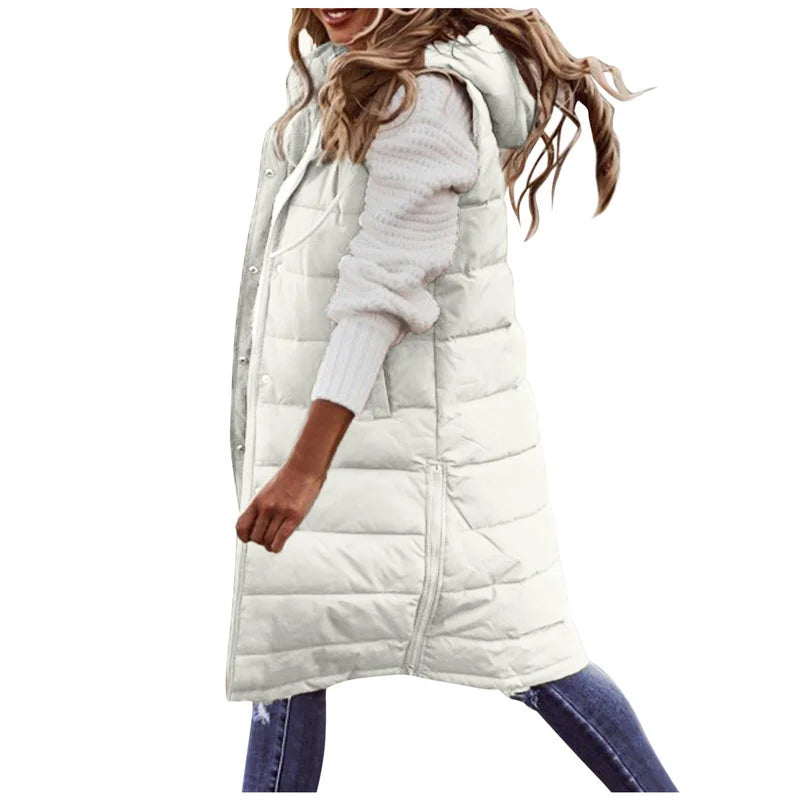 Berg-Feldt | Lange Pufferweste mit Kapuze Polyester Warm, Trendy