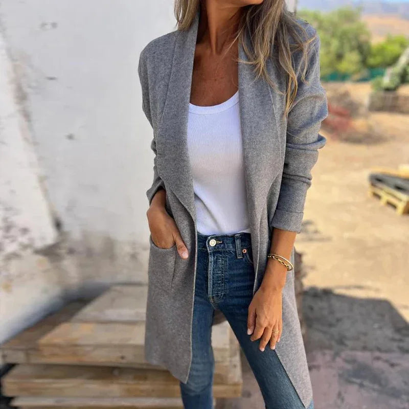 Berg-Feldt | Einfarbiger Mid Length Cardigan Mantel