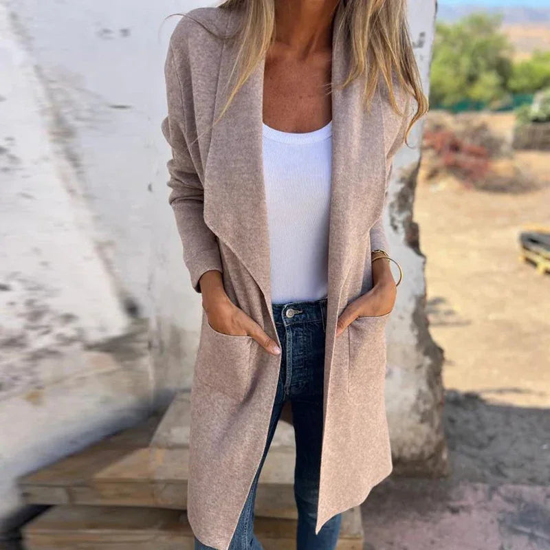 Berg-Feldt | Einfarbiger Mid Length Cardigan Mantel