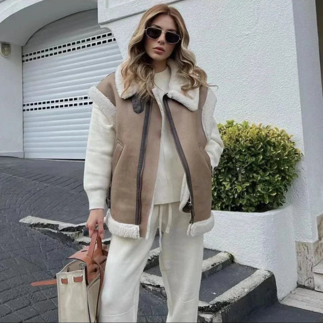 Berg-Feldt | Klassische Lederweste mit Plüschfutter Polyester/leder Vintage, Warm