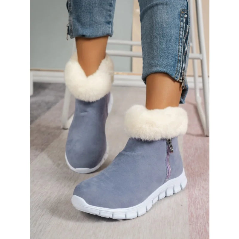 Berg-Feldt | Runde Zehe Schlichte Plüsch Winterschuhe
