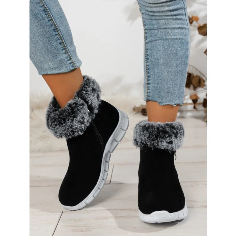 Berg-Feldt | Runde Zehe Schlichte Plüsch Winterschuhe