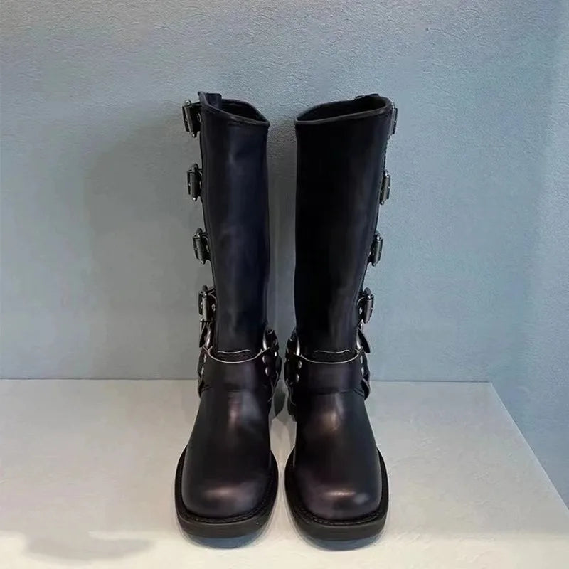 Berg-Feldt | Ritterstiefel Retro Western Hohe Rohr Freizeitstiefel