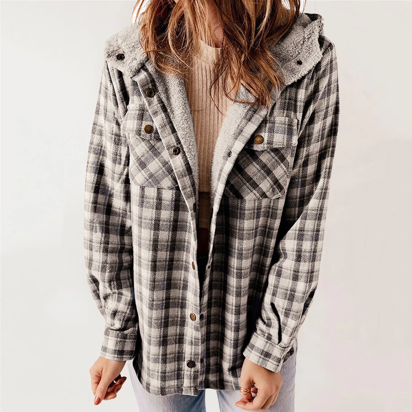 Berg-Feldt | Sherpa - Hemd Beige - Damen Gemütliche Flanelljacke