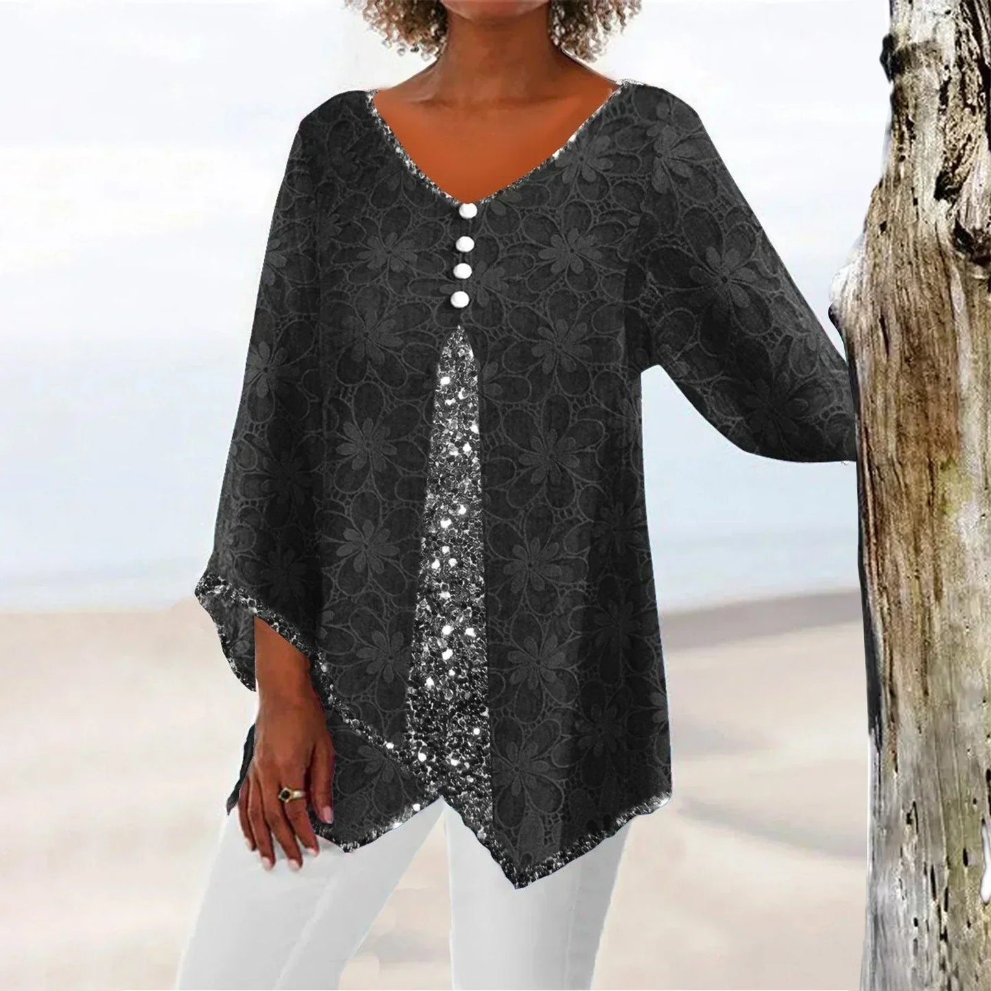 Berg-Feldt | Eleganter Weinlese Cardigan mit Übergroßem Blumenmuster