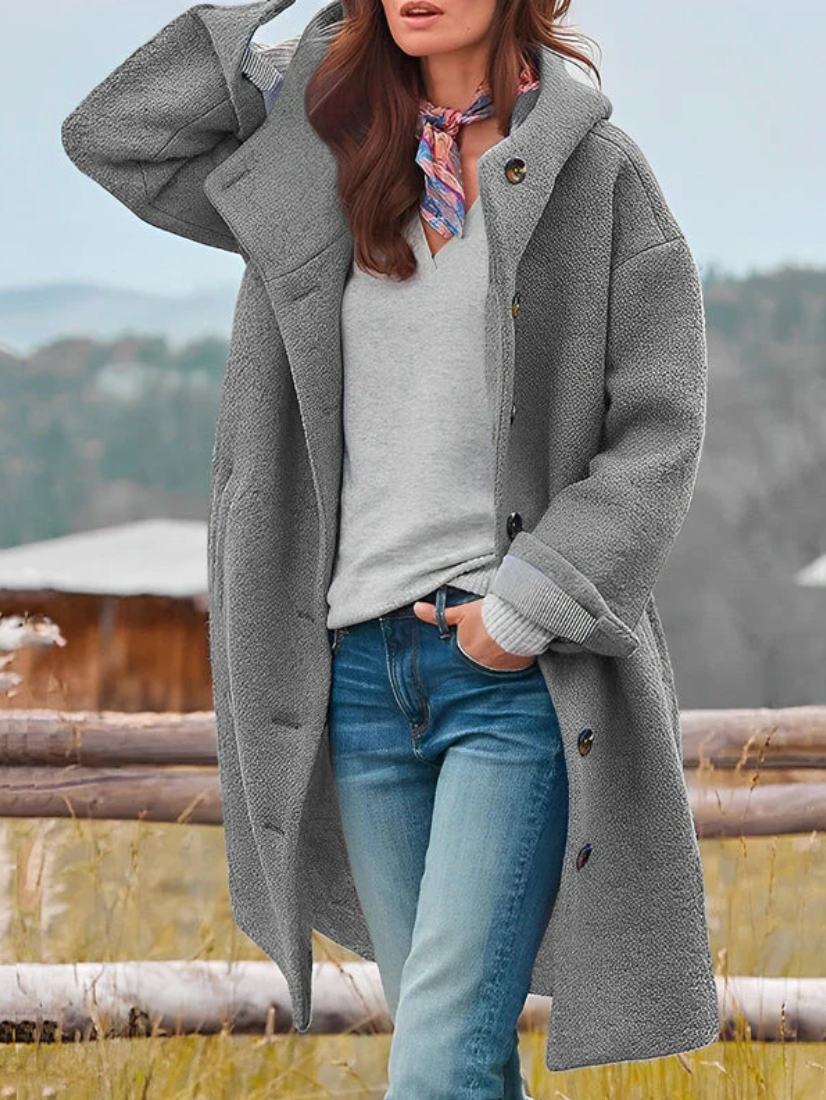 Berg-Feldt | Übergrobe Bouclé-Jacke mit Knopfverschluss