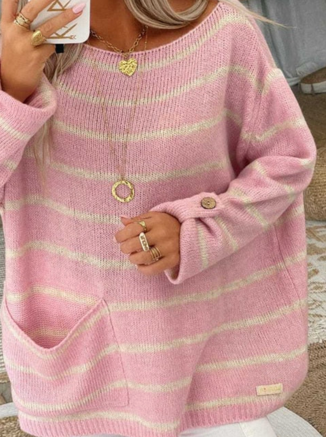 Berg-Feldt | Strick Oversize Pullover Wollmischung Lässig, Farblich