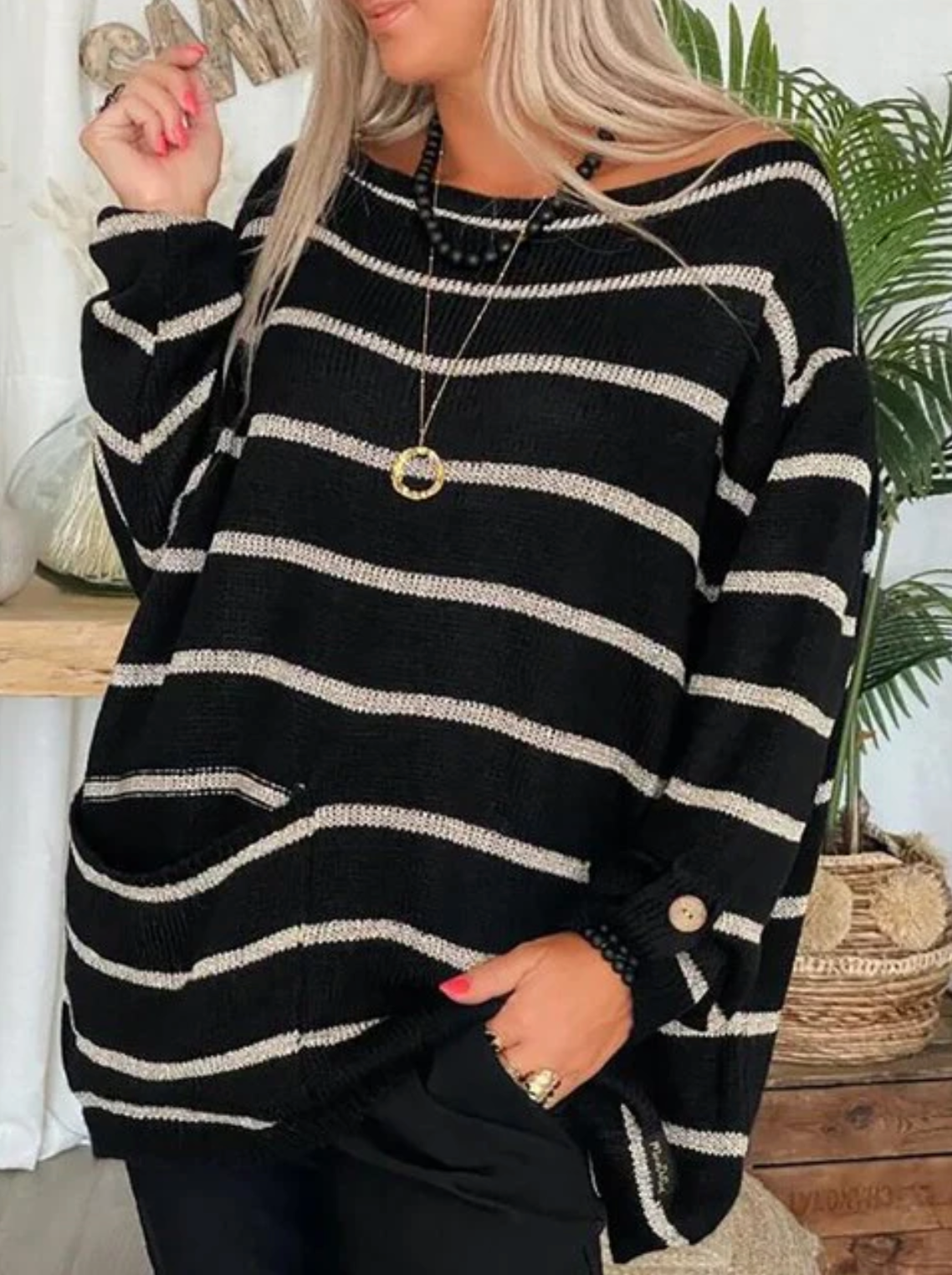 Berg-Feldt | Strick Oversize Pullover Wollmischung Lässig, Farblich
