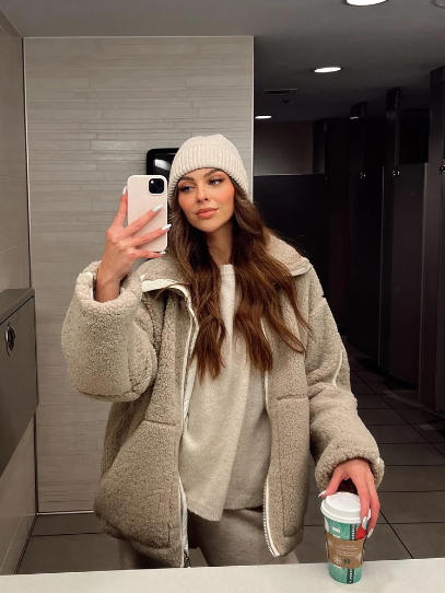 Berg-Feldt | Oversized Teddyjacke mit Kapuze Fleece Warm und Komfortabel
