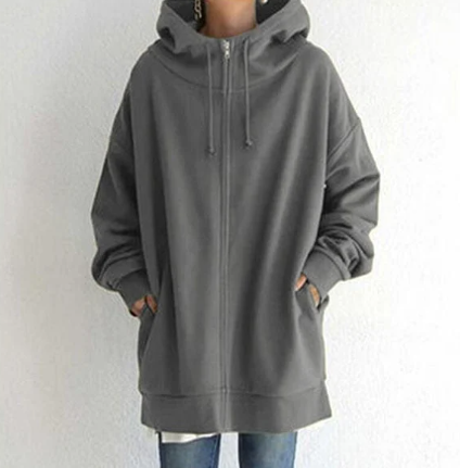 Sweat à capuche surdimensionné zippé pour femme de Fudus