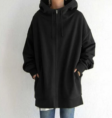 Sweat à capuche surdimensionné zippé pour femme de Fudus