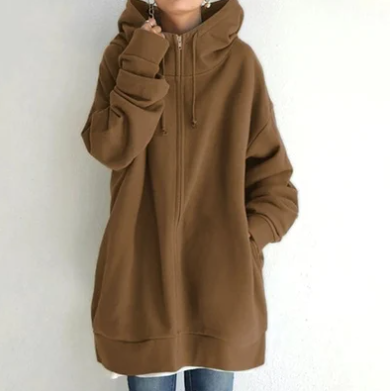 Sweat à capuche surdimensionné zippé pour femme de Fudus