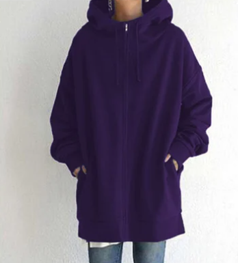Sweat à capuche surdimensionné zippé pour femme de Fudus