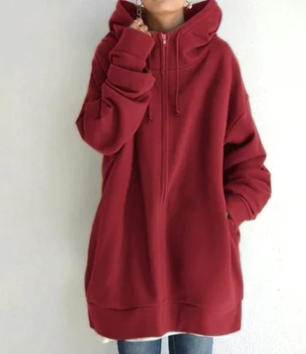 Sweat à capuche surdimensionné zippé pour femme de Fudus