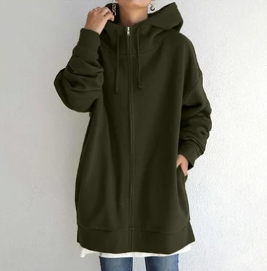 Sweat à capuche surdimensionné zippé pour femme de Fudus
