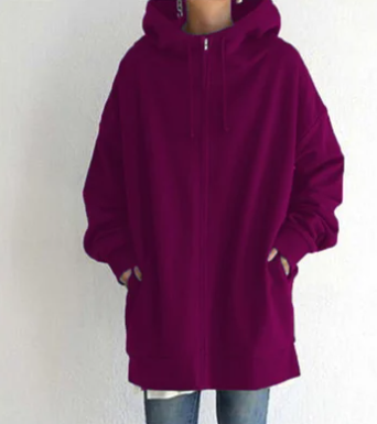 Sweat à capuche surdimensionné zippé pour femme de Fudus
