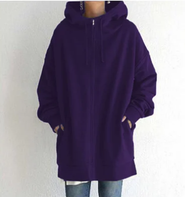 Sweat à capuche surdimensionné zippé pour femme de Fudus