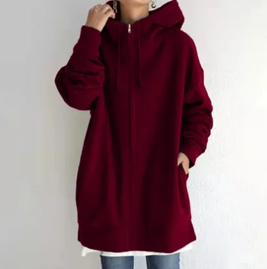 Sweat à capuche surdimensionné zippé pour femme de Fudus