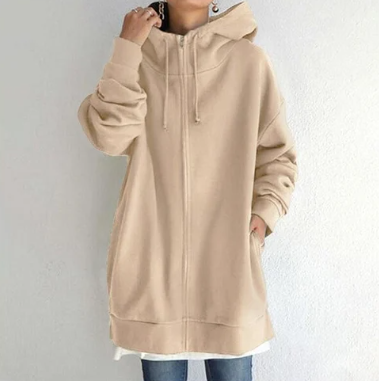 Sweat à capuche surdimensionné zippé pour femme de Fudus