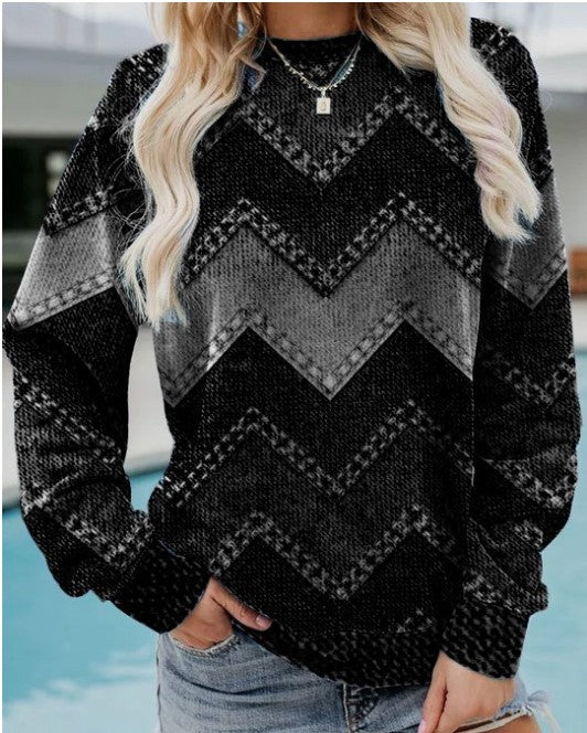 Berg-Feldt | Lässiges Sweatshirt mit Zickzack-muster Weich und Trendy Perfekt für Den Alltag