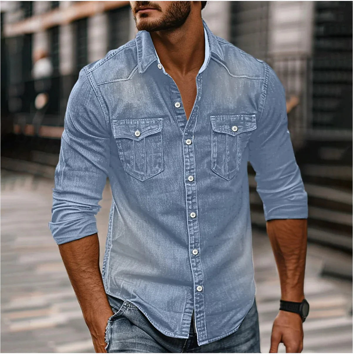 Chemise en jean à manches longues BILL