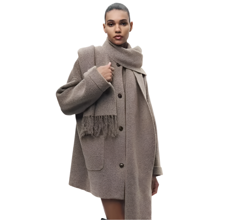 Berg-Feldt | Cardigan confortable pour femme avec écharpe intégrée