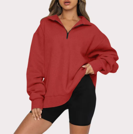 Pull moderne et décontracté pour femme avec demi-fermeture éclair