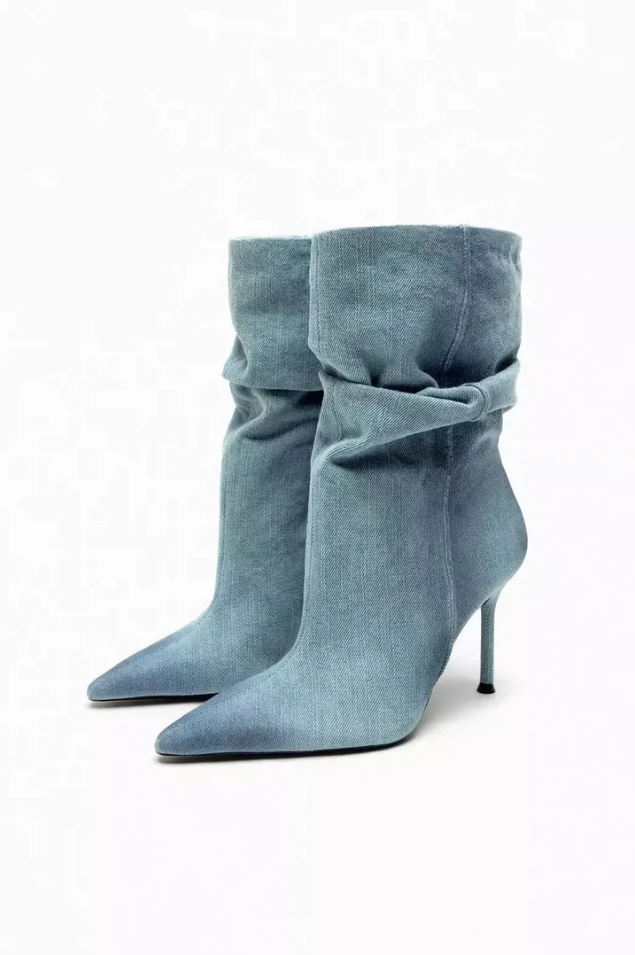Berg-Feldt | Elyce Denim-Stiefel mit Hohem Absatz für Damen