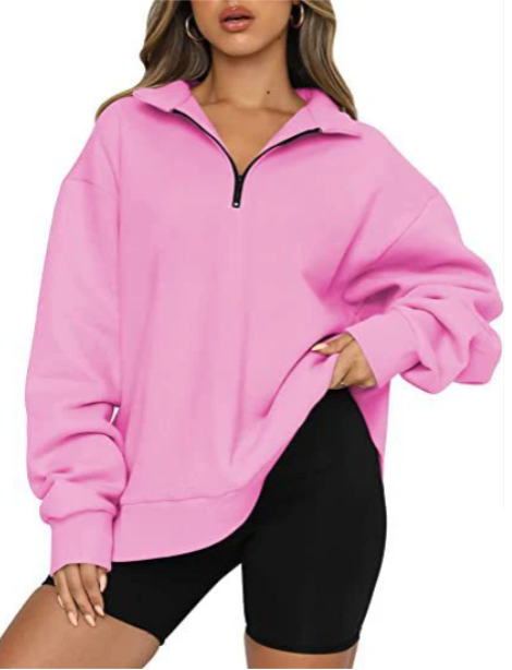 Pull moderne et décontracté pour femme avec demi-fermeture éclair