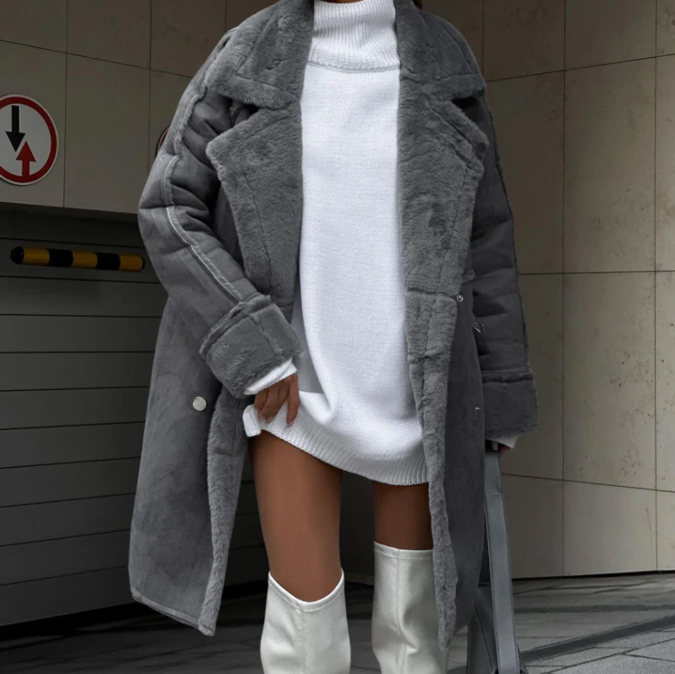 Berg-Feldt | Elegante Lange Plüschjacke für Damen