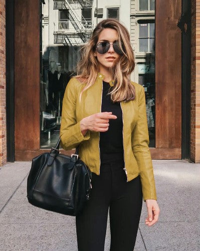 Berg-Feldt | Moderne Damen Bikerjacke Aus Kunstleder