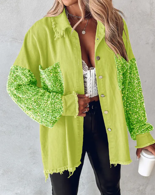 Berg-Feldt | Kontrastierende Paillettenjacke für Den Frühling